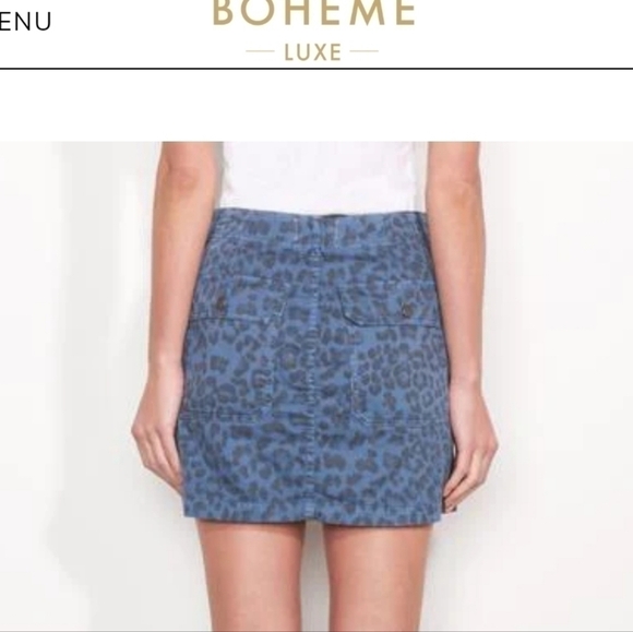 SUNDRY ANTHROPOLOGIE Size 28 Blue Leopard Cargo Button Fly Skirt NWT - Picture 4 of 10